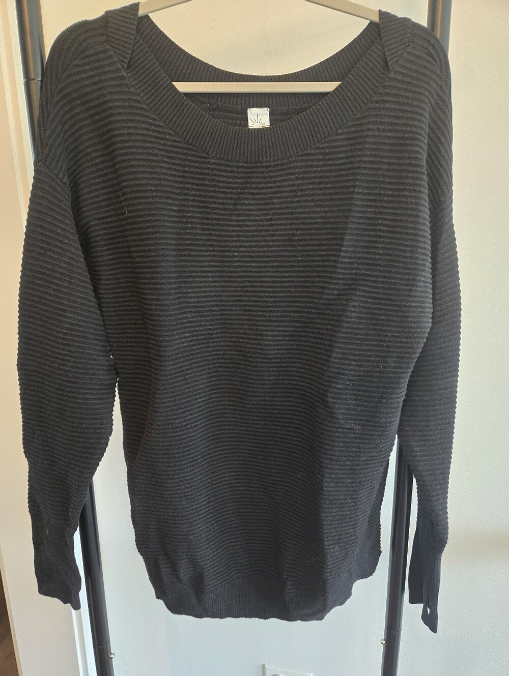Aerie OFFLINE Black Ribbed Knit Pullover Sweater Women Size Small